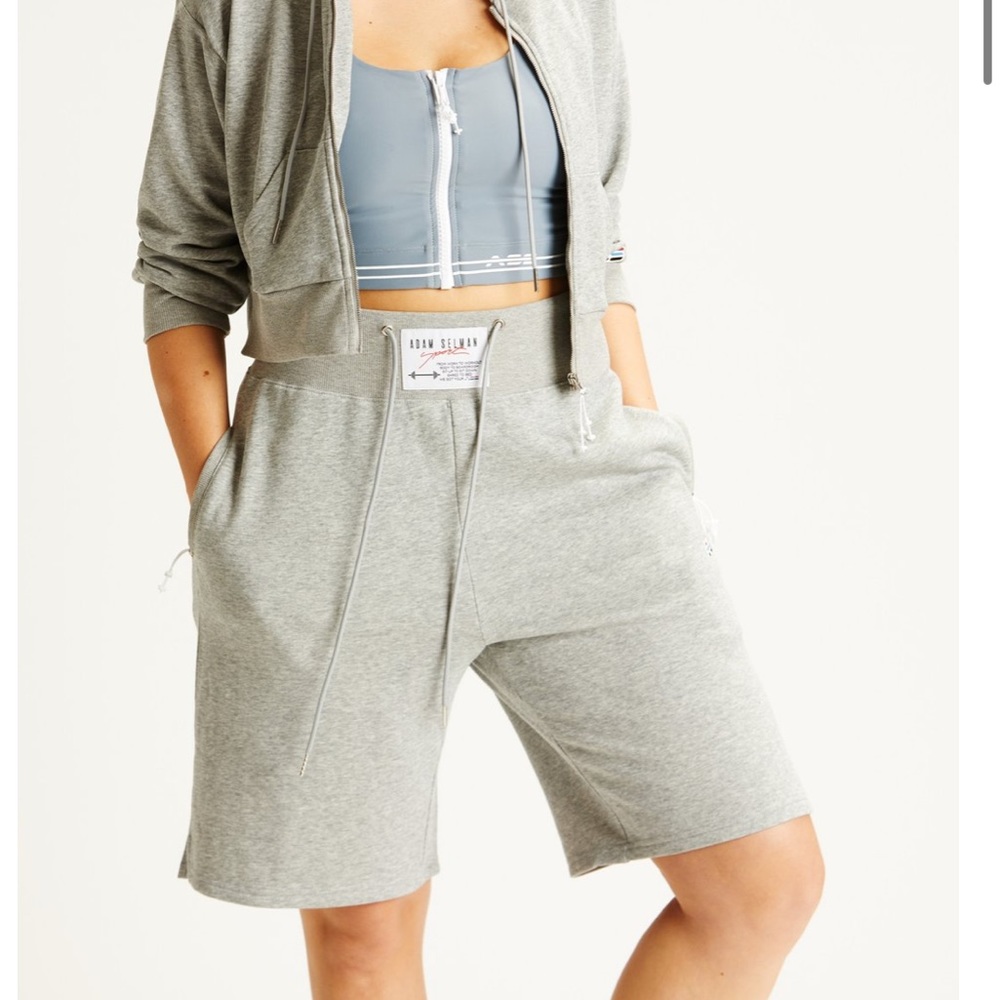 Adam Selman Sport Heather Grey Hi Rise Sweatshort
